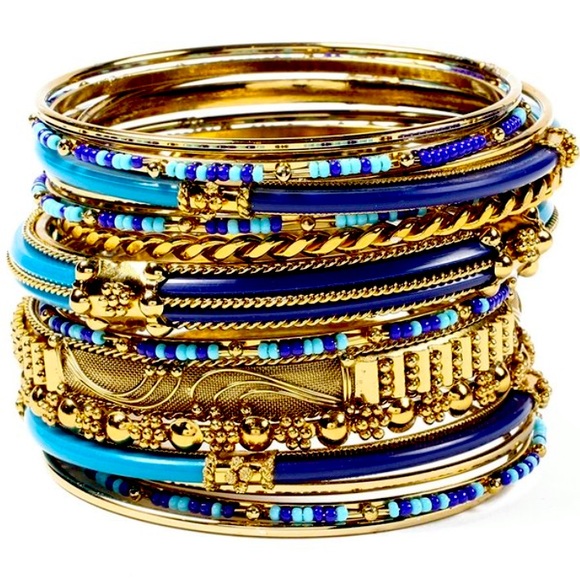 Amrita Singh Jewelry - Blue and Teal Monaco Bangle Bracelet Set! New!